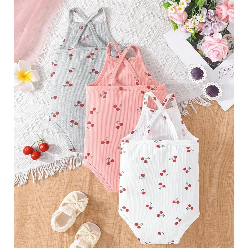 Summer Infant Baby Romper with Short Sleeves Custom Printed Knitted Western Bodysuits Made of Cotton