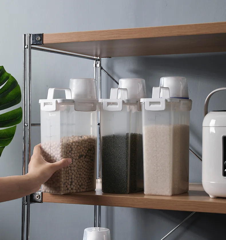Airtight Plastic Cereal Grain Coffee Sealed Holder Bin Dispenser Dry Food Storage Containers for Kitchen