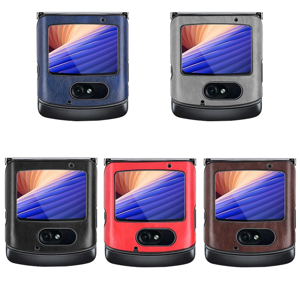 Жесткий чехол OMEVE из искусственной кожи с зернистой текстурой для Motorola Razr 5G