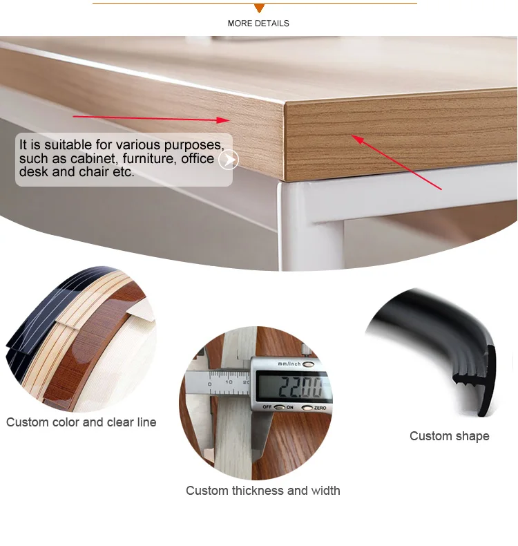 furniture accessories high quality own factory abs 3d melamine PVC edge banding tape wood edge banding for cabinet