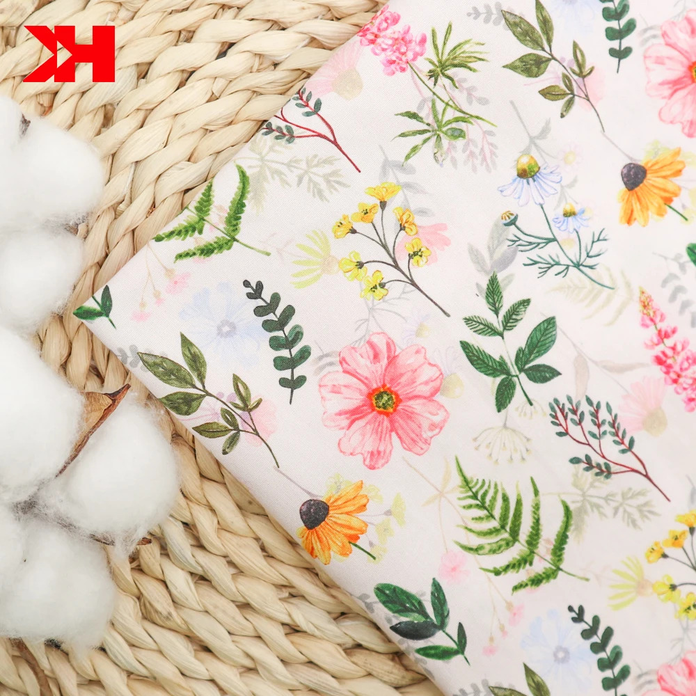 Chinese soft  flower printed cotton poplin fabric for  cloth