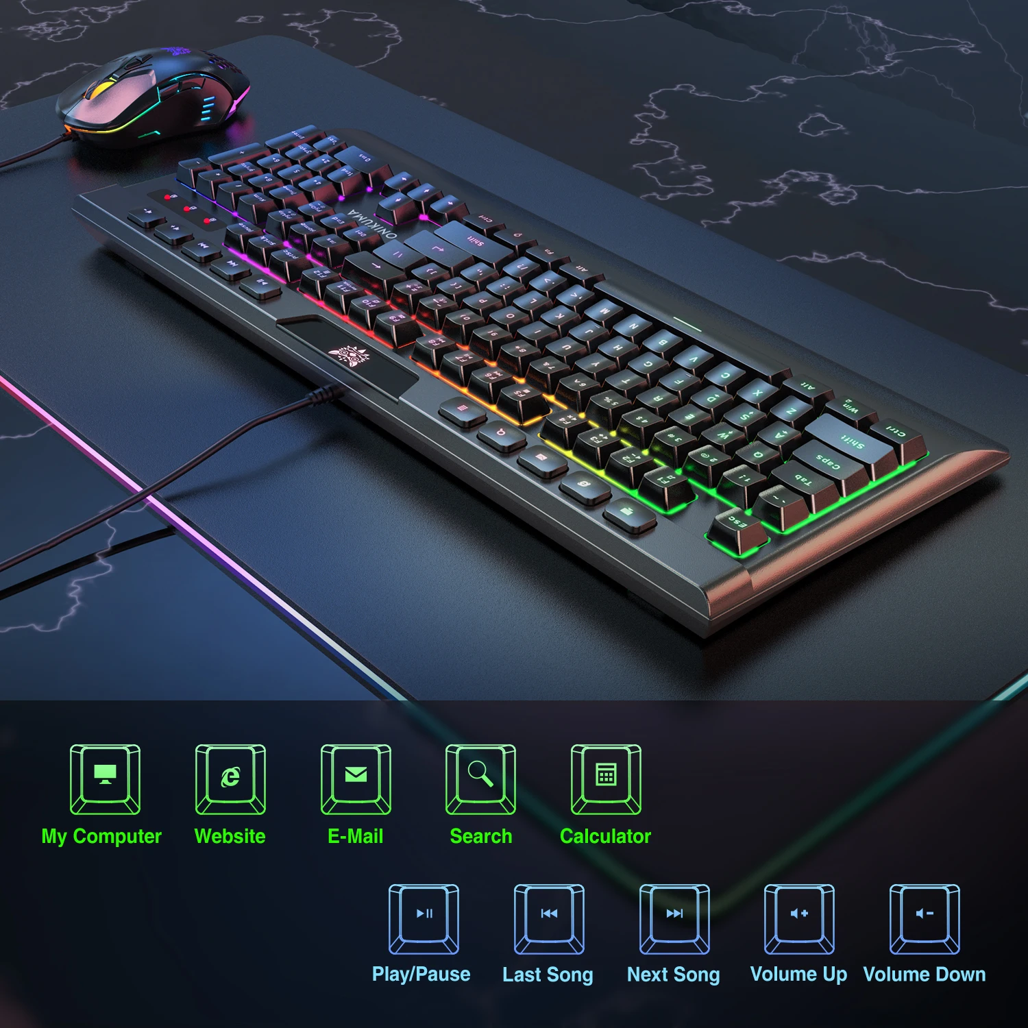 Механическая клавиатура Onikuma G21 + cw902 2021 Проводная RGB и мышь игровой