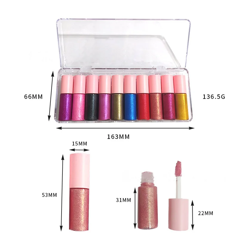 Professional 10-color Lip Gloss Set Chameleon High Quality Lip Gloss Set Vegan Pearl Neutral Logo-free Non-stick Liquid Lipstick