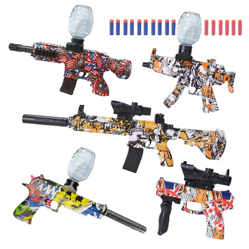 2022  MIAOJIA  M416 P90 AKM47 Water Gel Beads Blaster Rifle Outdoor Toy Gel Water Ball Gun Bullet Gel Blaster Gun Electric