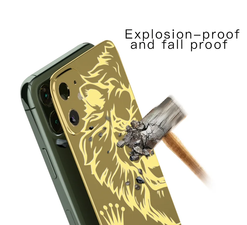 Cr PMMA 24KT Gold Mobile Phone Skin Sticker For iPhone 13 12 Pro Max Lens Screen Protector Gold Back Full Sticker Film