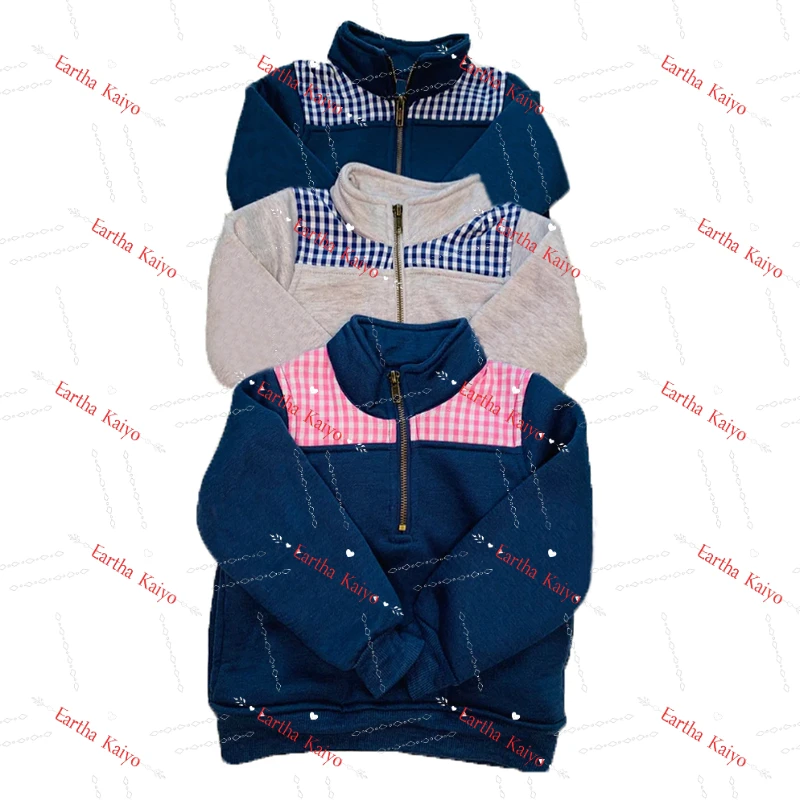 high quality cotton fleece winter quarter zip hoodies crew neck customize pullover sweatshirt kids sweatshirt