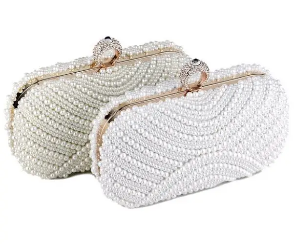 Hot Sale Ladies Diamonds New Pearls Shoulder Bag Chains Purse Handmade Pearl Beaded Evening Bags Clutches