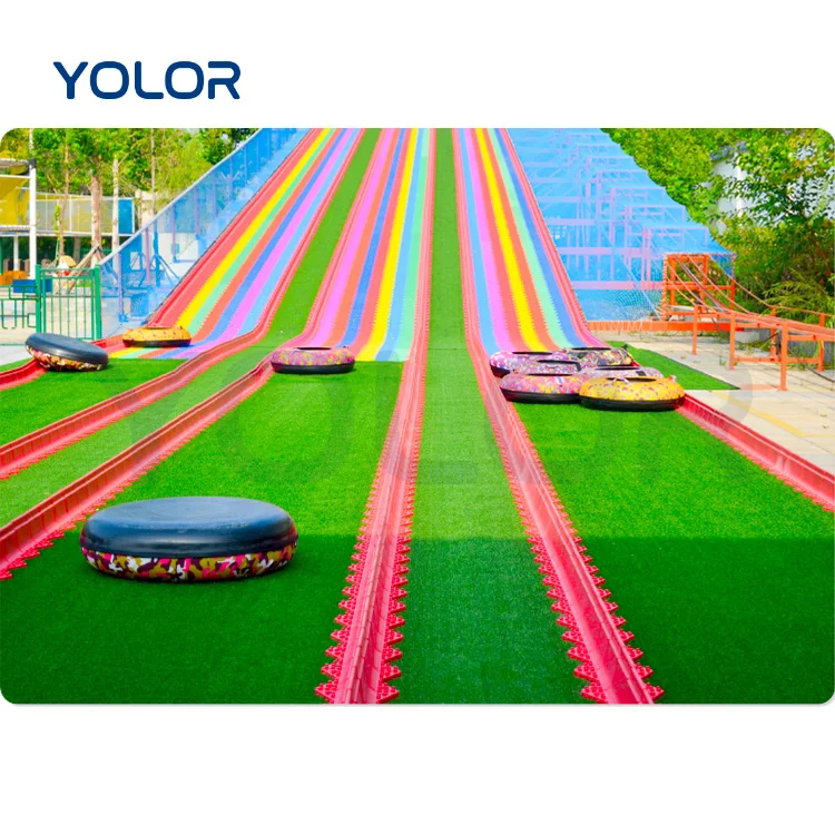 Popular Dry Skiing Slope Grass Skiing Grass Sliding Rainbow Slide Plastic Children Outdoor Playground