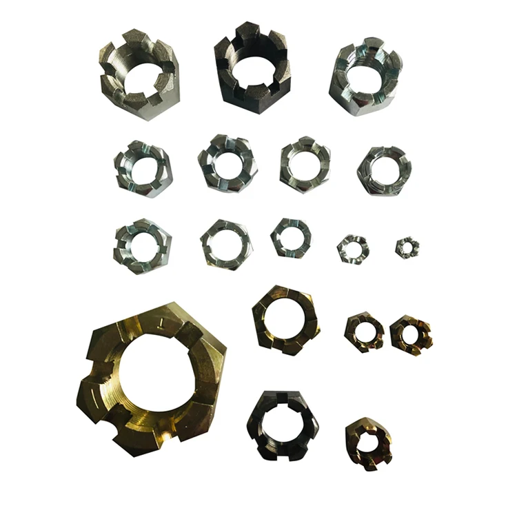 Custom Hardware fasteners carbon steel zinc galvanized hex slotted castle nut