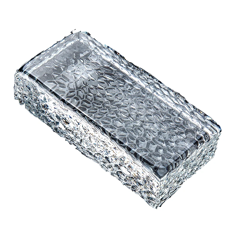 High Standard Clear Square Solid Honeycomb Hot Melt Crystal Brick Glass Brick