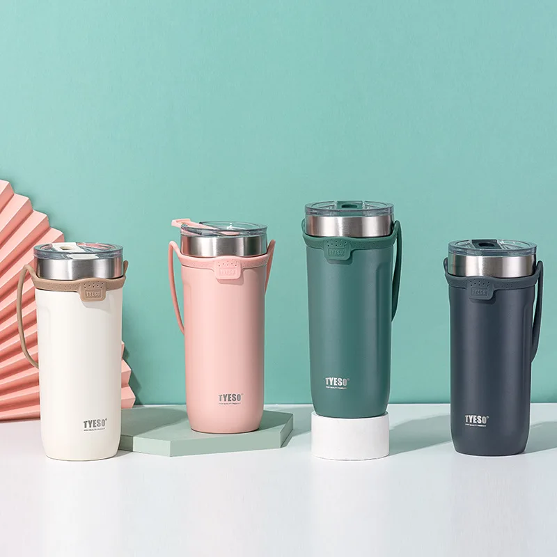 Portable Stainless Steel Double Coffee Thermos Mug Car Vacuum Flask Outdoor Travel Insulated Bottle With Handle
