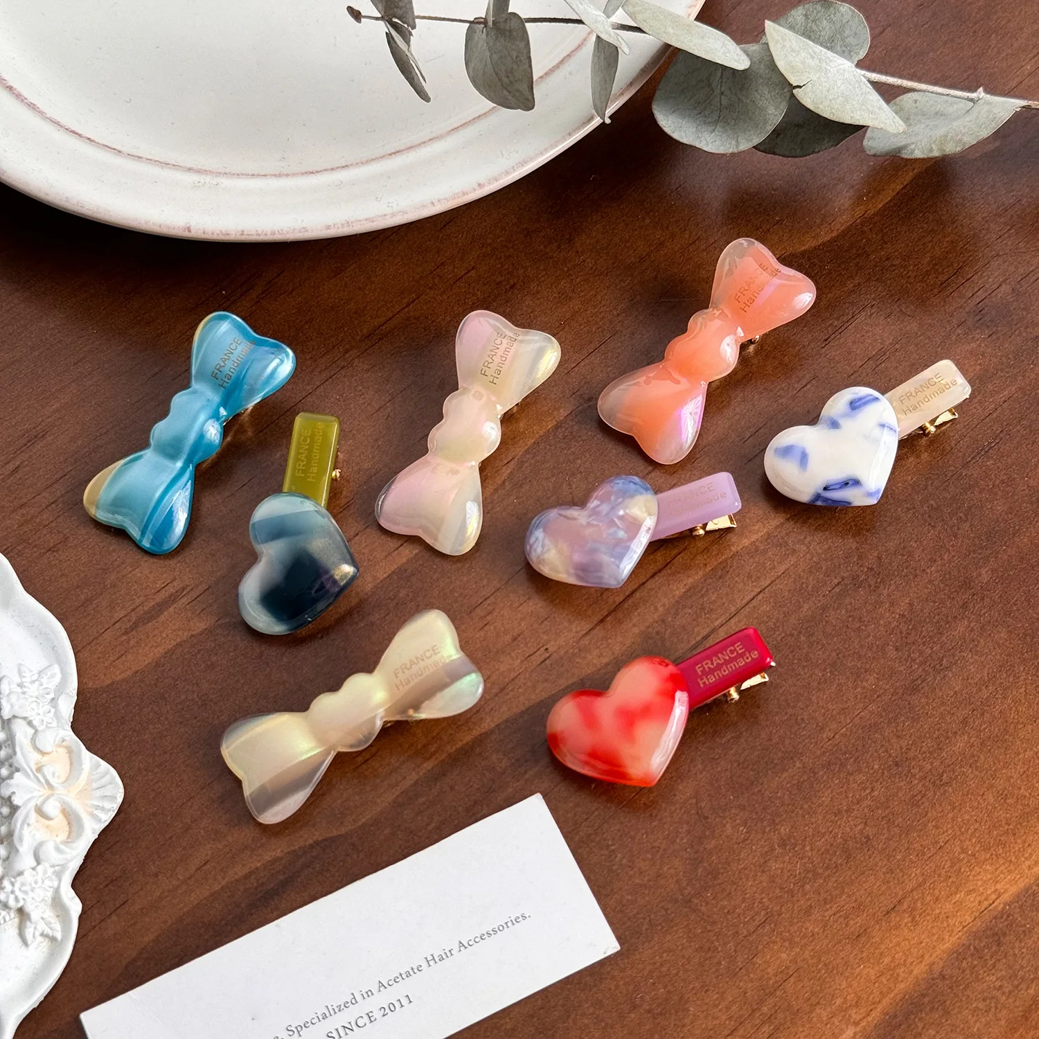 Sweet Acetate Mini Hair Clip with Bow Cute Small Hair Clip Women French Hair Accessories Barrette