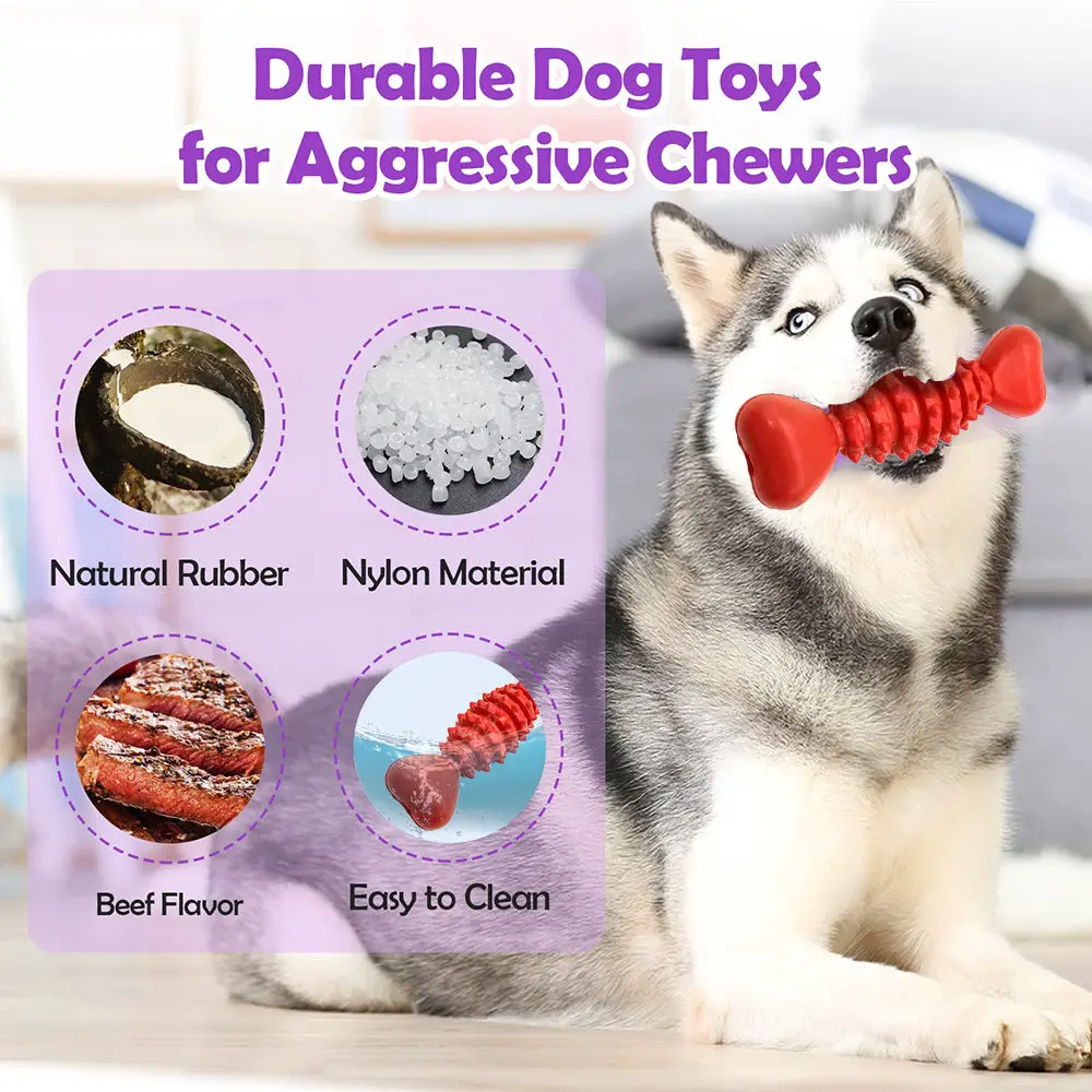 Juguetes Para Perros Экологически чистая игрушка из натурального каучука для собак красная прочная Экипировка чистки зубов резиновая косточка