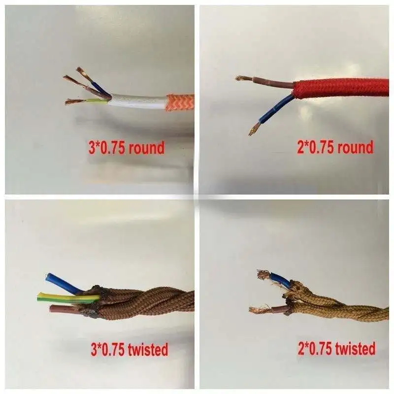 0.75mm*2/3 core Edison Textile Cable Fabric Wire Chandelier Pendant Lamp Wire Braided Cloth Electrical Cable Vintage Lamp Cord