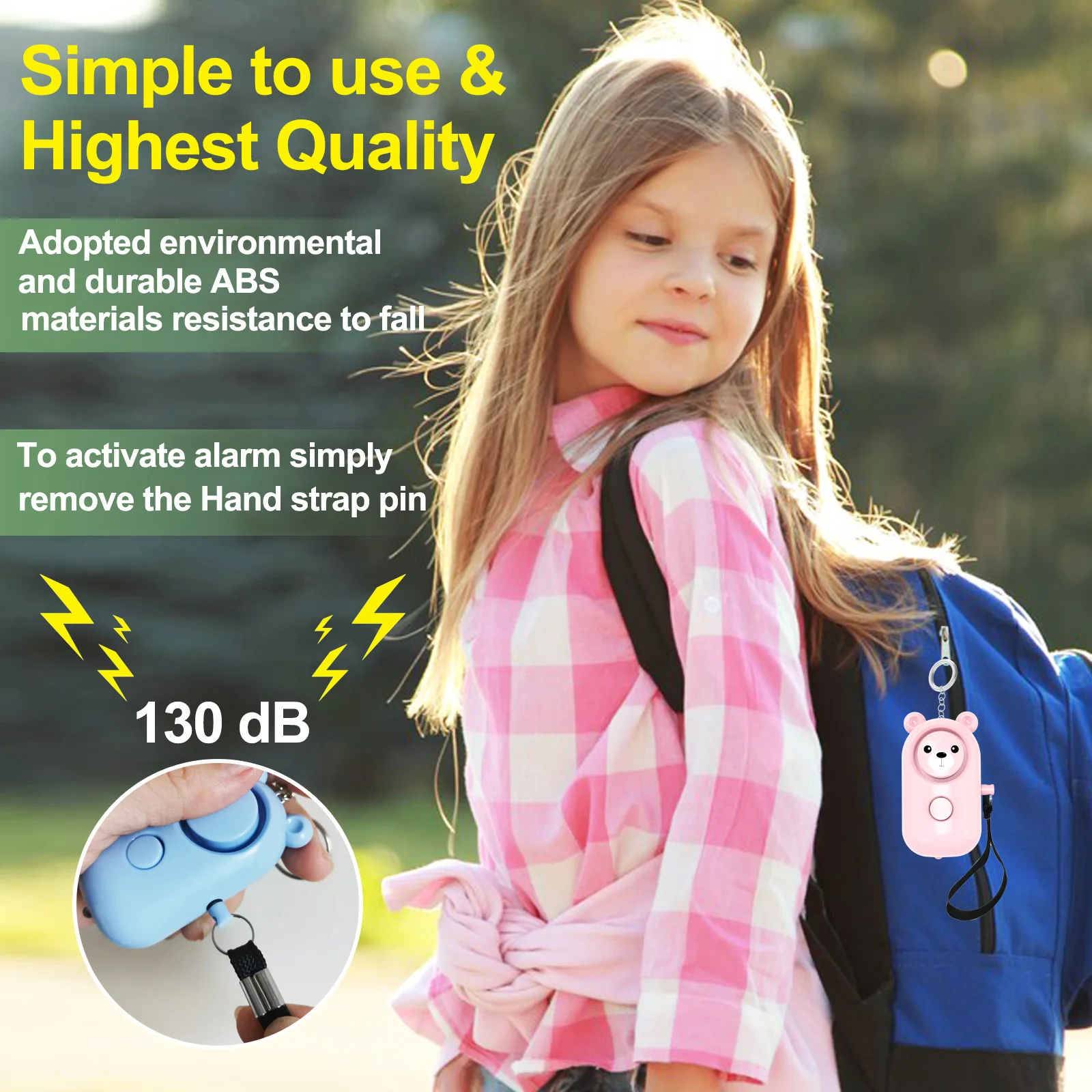 Wholesale Portable 140DB Emergency Self-Defense Security Alarm Keychain with LED Light for Women Kids and Elders
