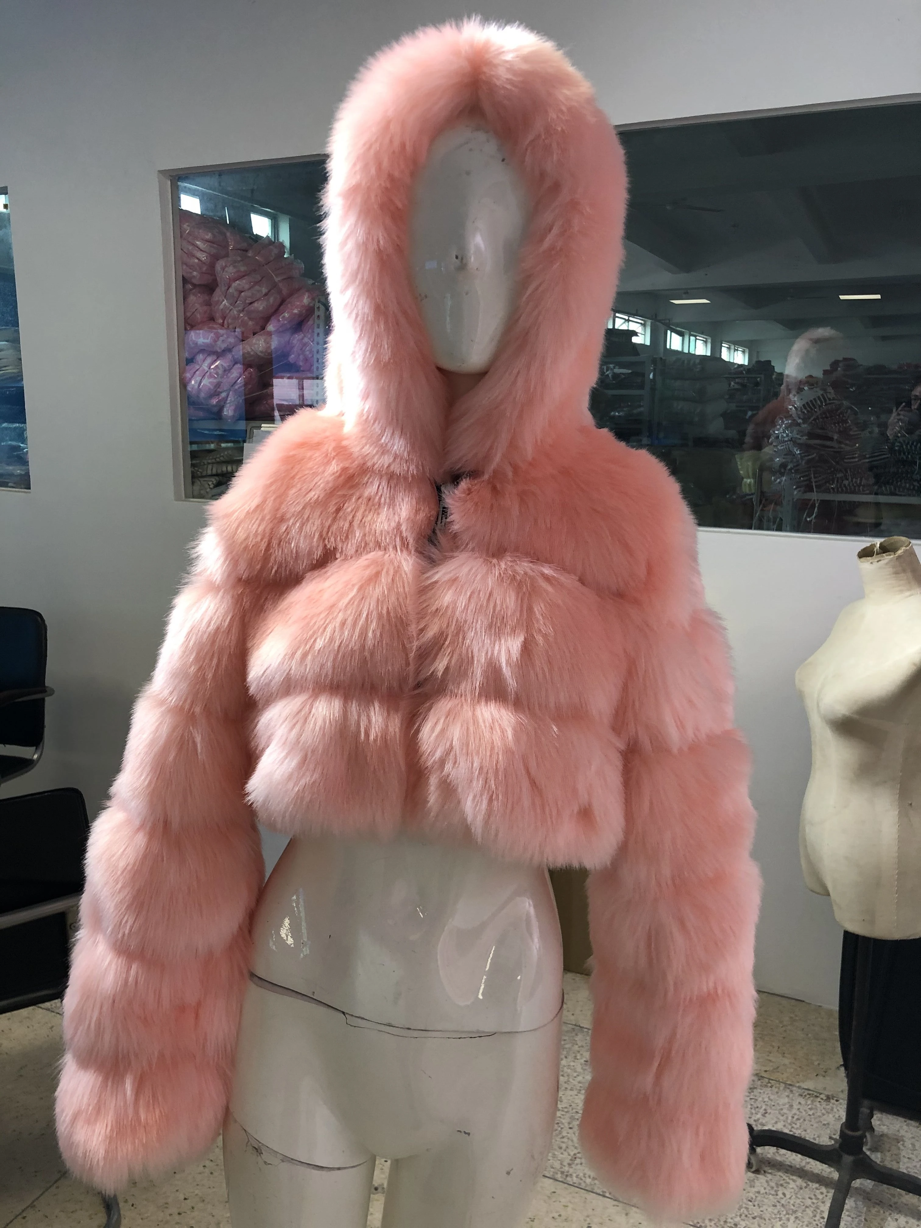 Fashion  Hooded Bridal Faux Fur Coat Furry Wedding Bolero Winter Shawl Thicken Fluffy Wrap Women Jacket chaqueta mujer