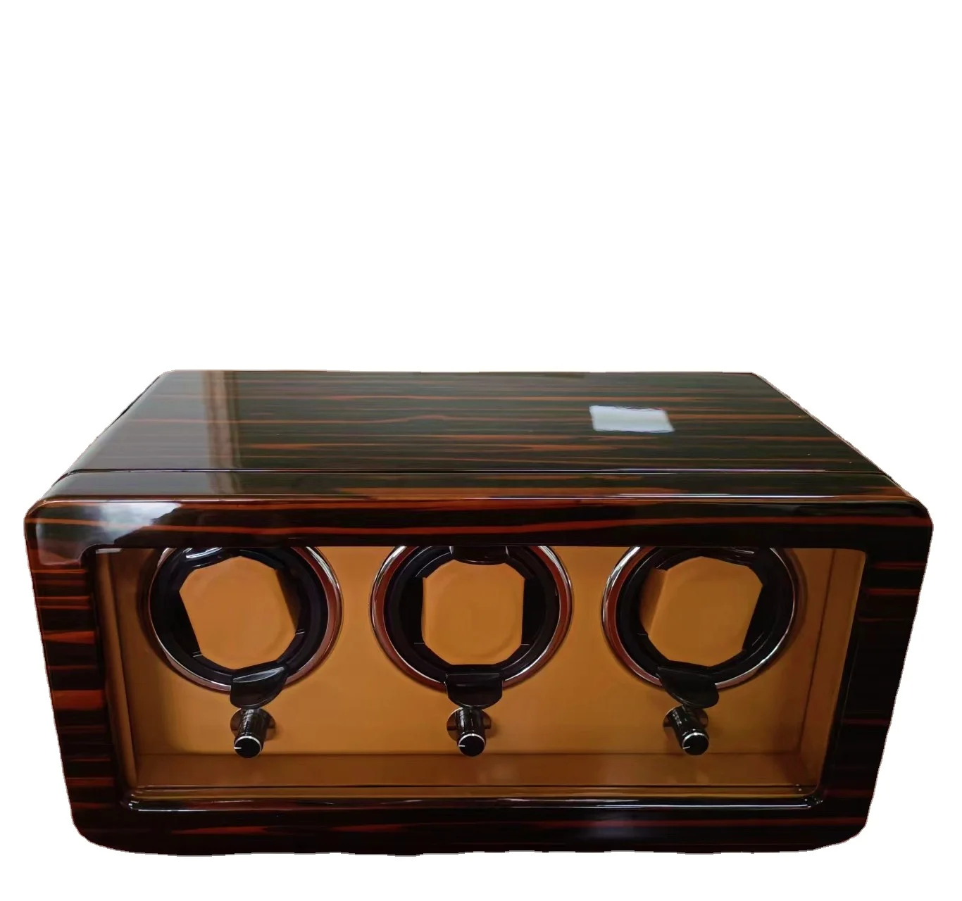 Luxury High quality  molle Automatic watch winder safe wood leather rotations watch winder box  3 slots with open-stop function