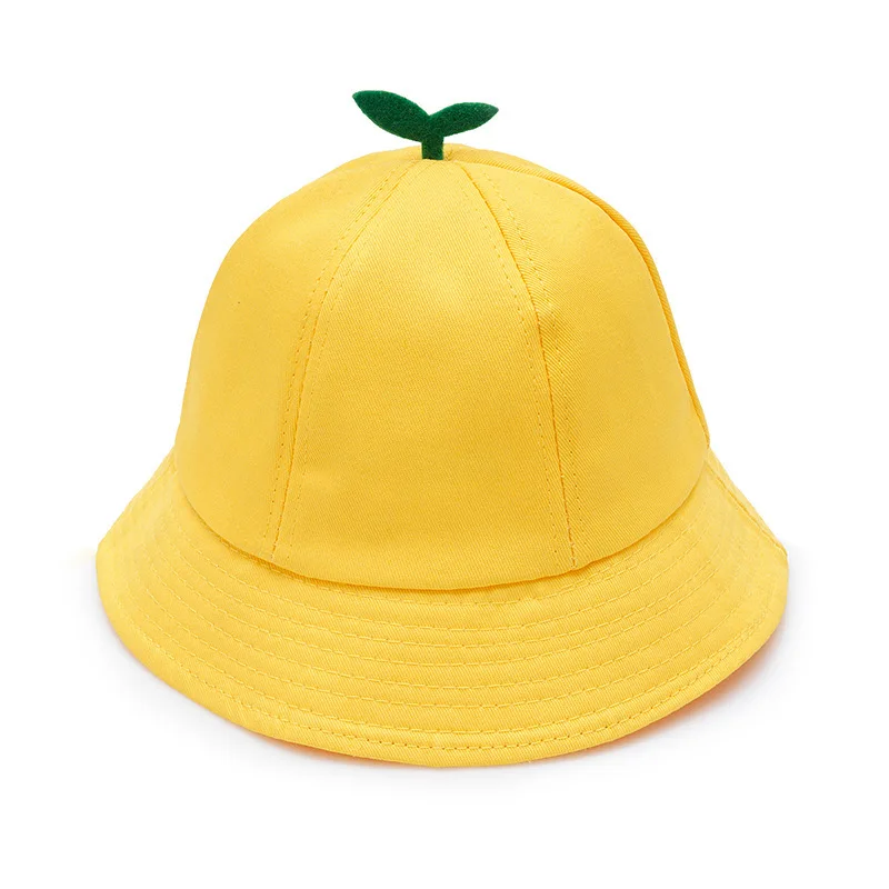 Wholesale Kids Cotton Bucket hat Summer Baby Sunscreen Small Yellow Hat Customizable Logo
