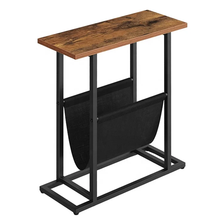 Narrow Side Table Slim End Table with Storage Holder for Magazine