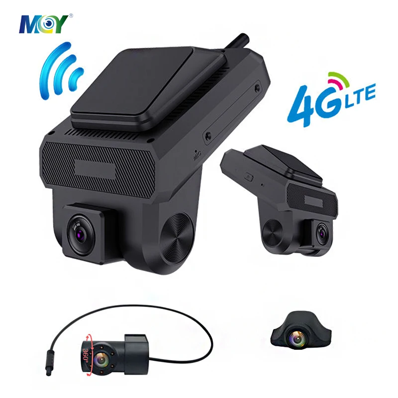 HD 4G Sim Car Dashcam 1080P Mini Smart 3 Channel Dash Camera with Front and Rear Lenses GPS and WiFi