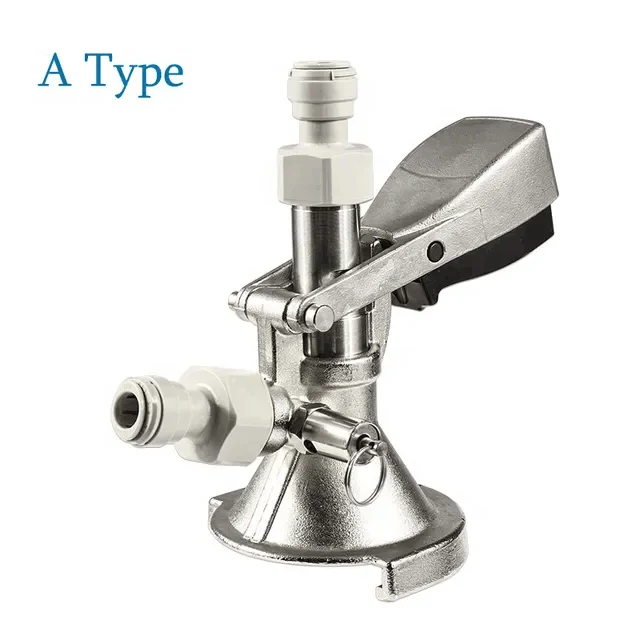 A D S G Type Keg Coupler Draft Beer Dispenser System with Push In Fitting For Beer Wine Beer Keg Tap Coupler