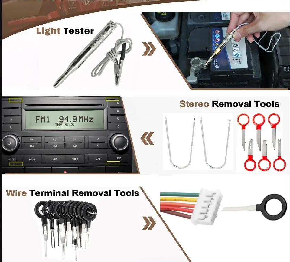 Car Trim Door Clip Panel Interior Dashboard Removal Kit Pry Disassembly Repair Tool Pick Set Audio Cable Pliers Circuit Tester