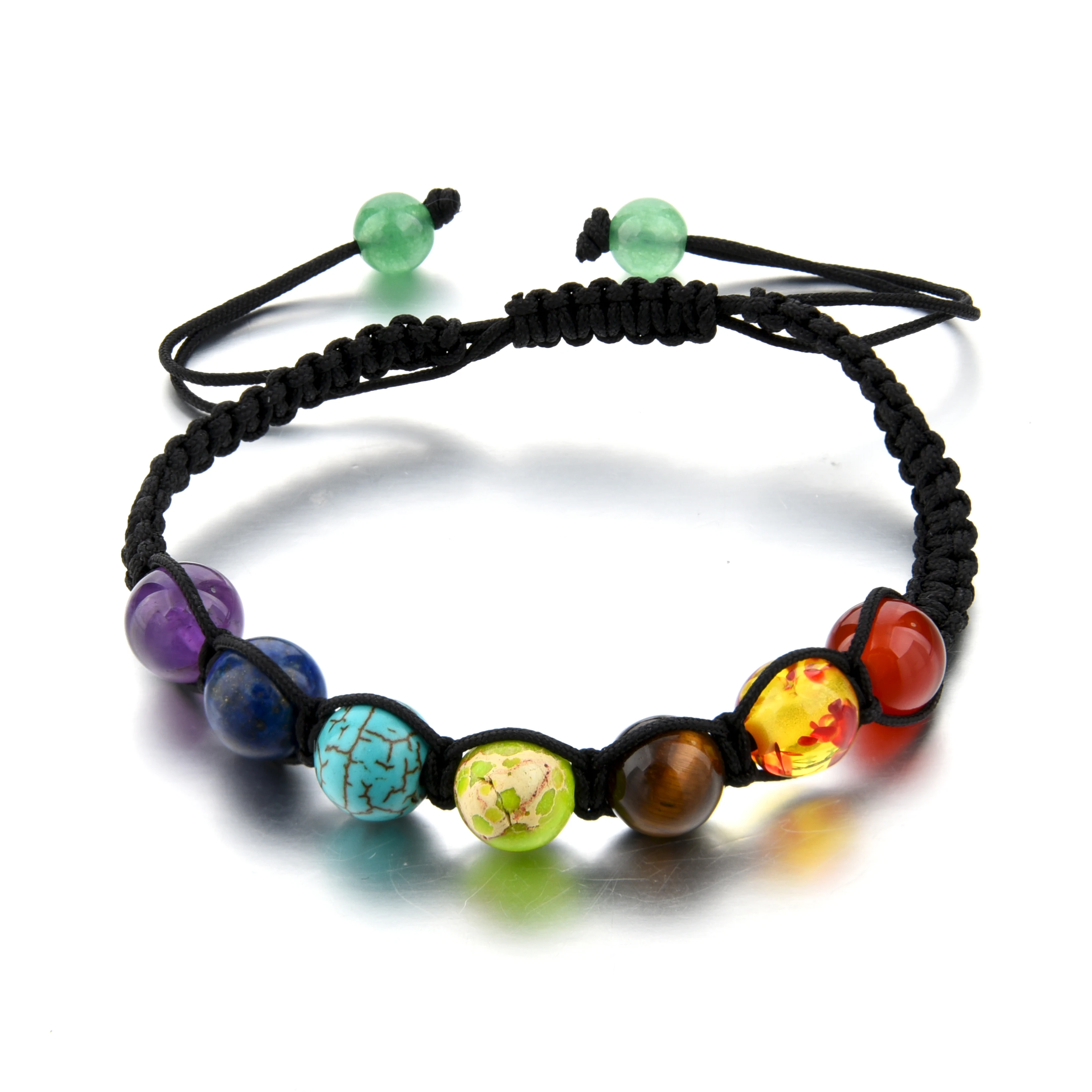 7 Chakras Bracelet Reiki Healing Balancing Round Beads Men Macrame Bracelet