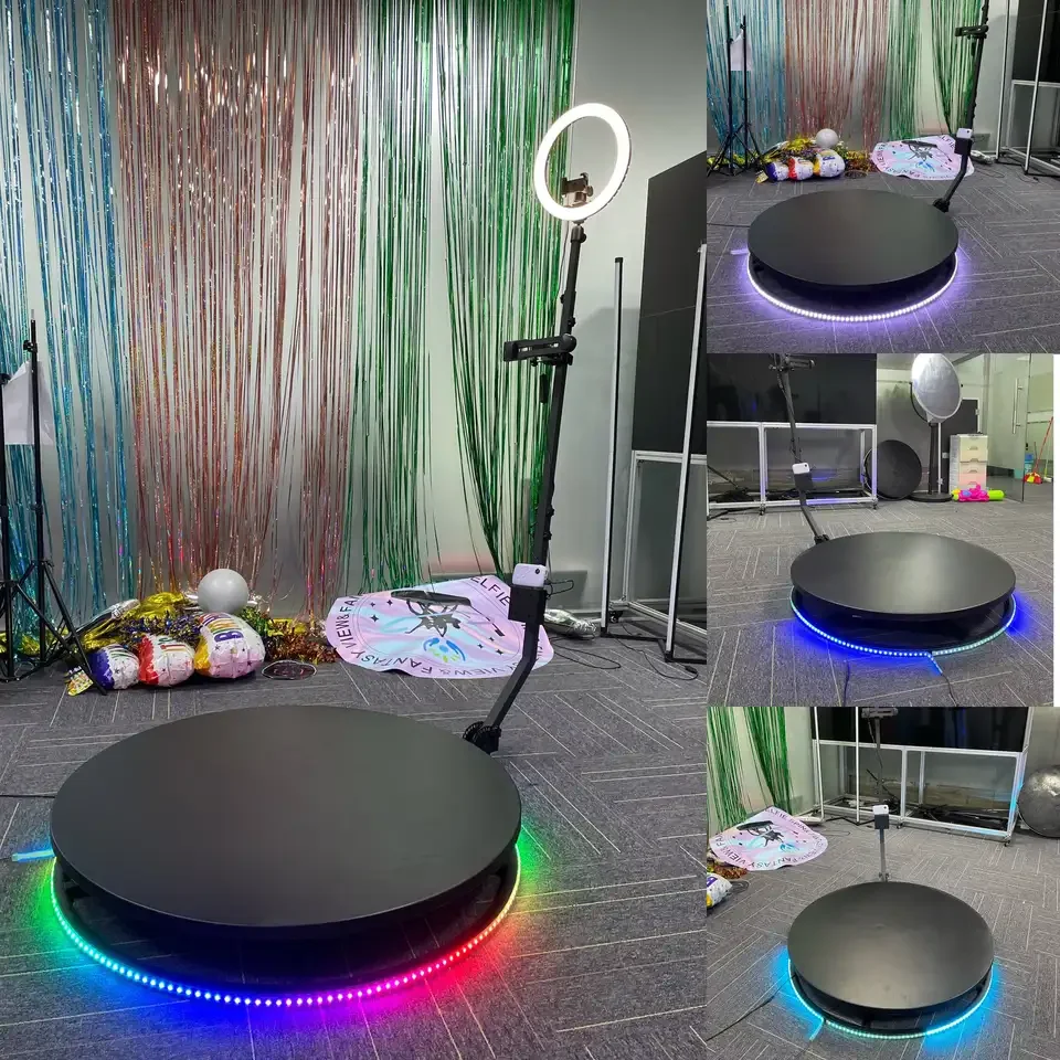 115cm Dropshipping Wedding Social Classic Selfie Slow Motion 360 degree spin camera photo booth with traveling case with ring li