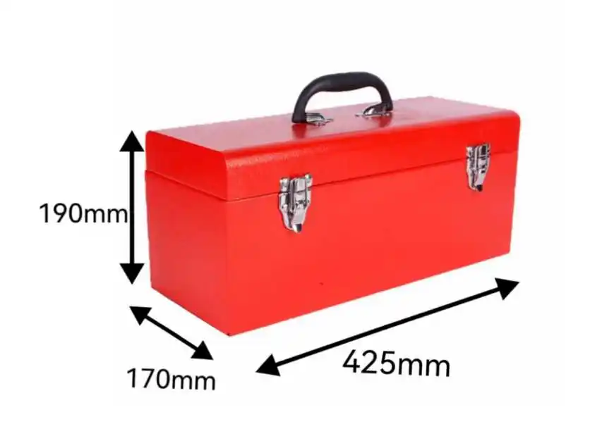High Quality Convient Carrying Red Iron Large Tool Box with single handle for Workshop Tools Put