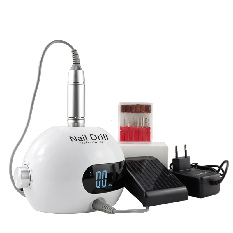 Professional nail drill machine LCD display electric manicure polishing portable nail drill 30000 rpm