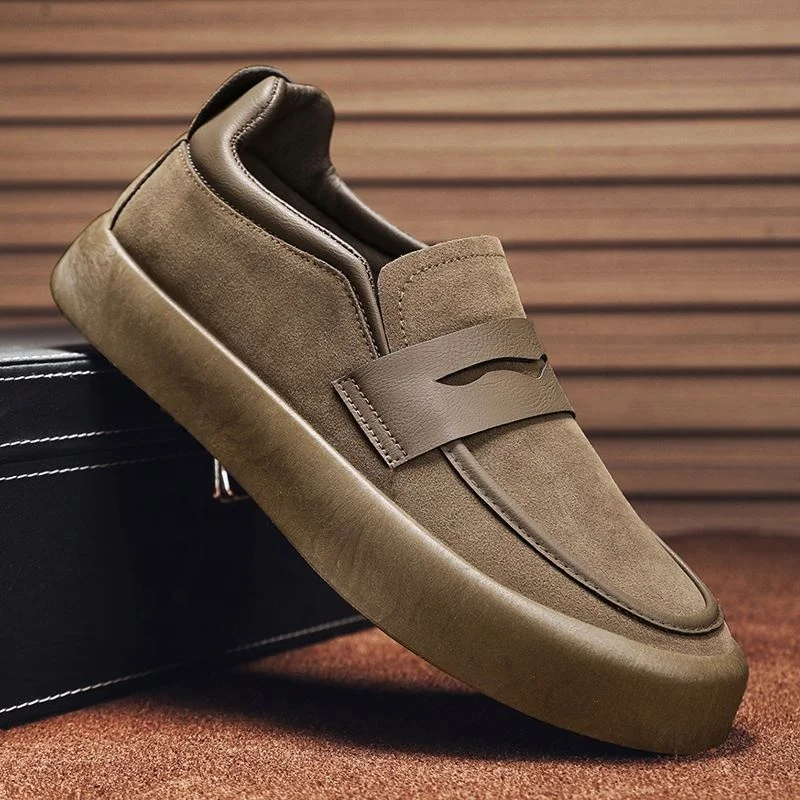2025 Mens Top One Foot Loafers With Wide Feet Soft Sole Black Business Casual Leather Shoes For Driving