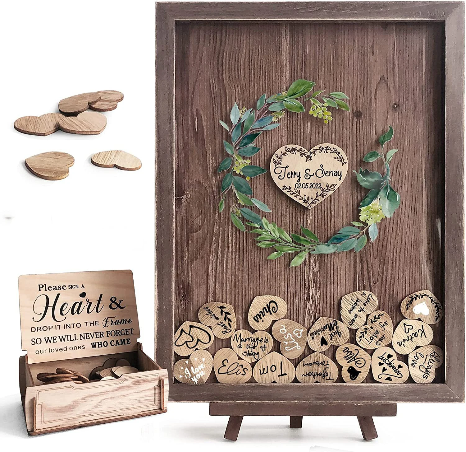 Wedding gifts for guests unique 2023 hardcover alternative wooden blank guest book wedding