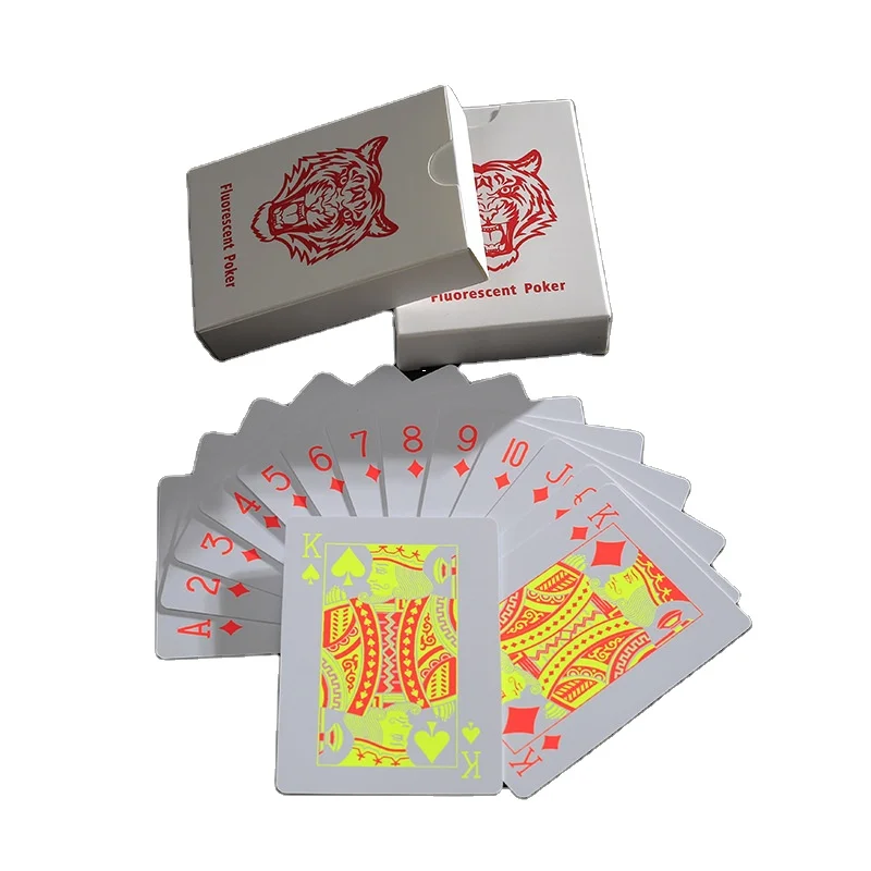 55 pcs Glow in the Dark Festival Playing Cards Customized Factory Wholesale Waterproof PVC poker Cards 63*88mm 154g