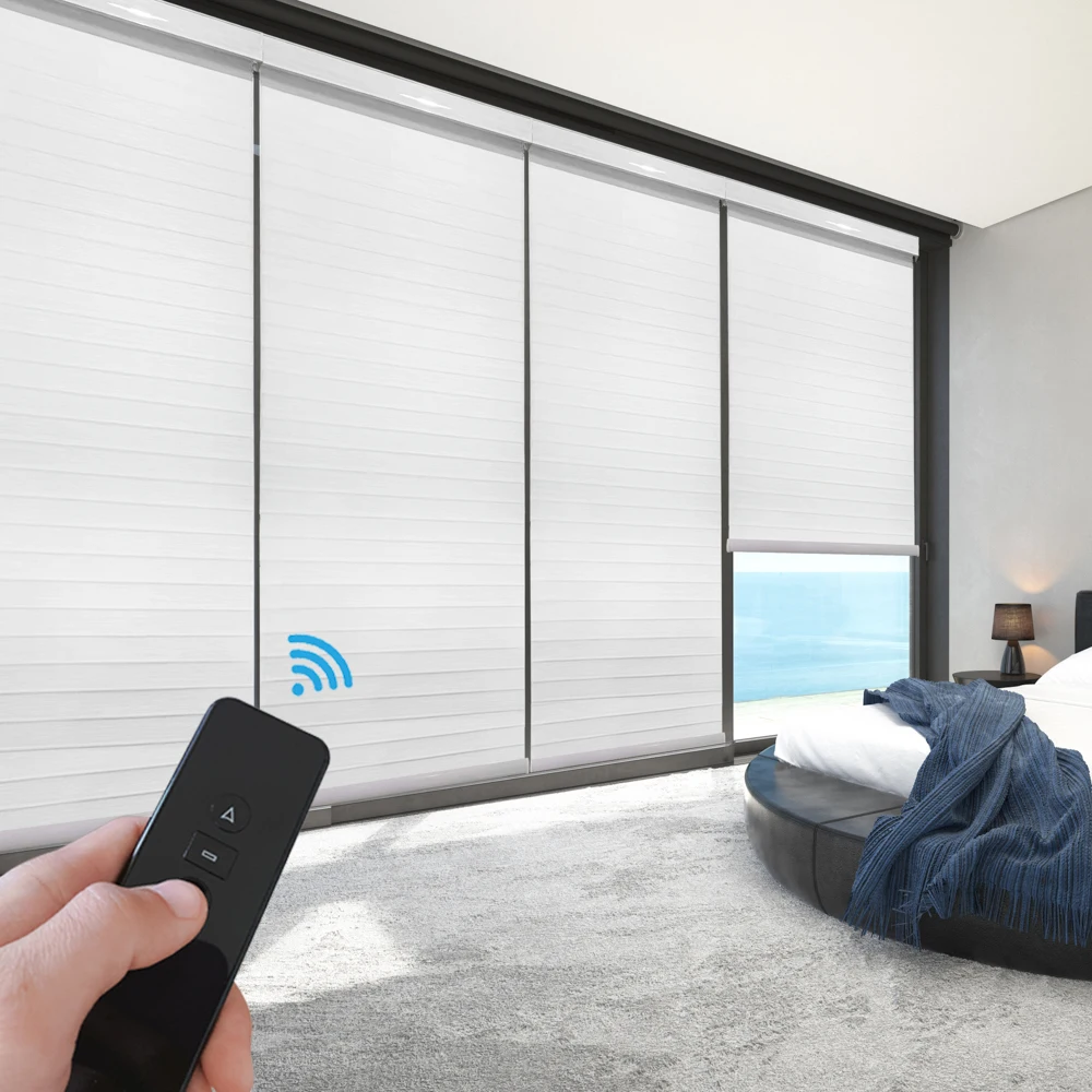 customized shangri-la triple shade motorized cordless shangrila electric window shading sheer silhouette blinds