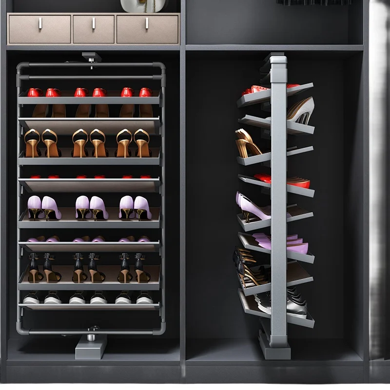 Customized Modern Metal Rotating Adjustable Space Saving Cabinet Home Living Room Cabinet Wardrobe Storage Shoe Rack Stand