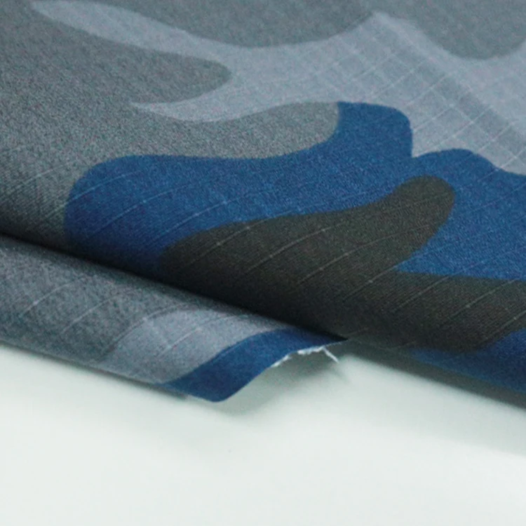
Textiles manufacturing high color fastness ripstop blue military uniform fabric 