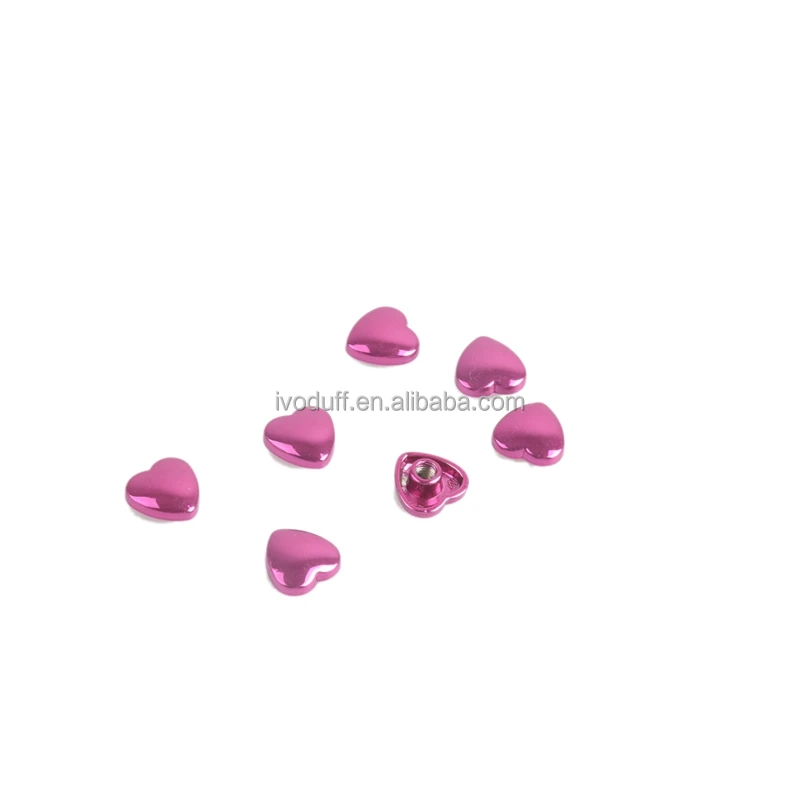 Various Color 10mm Metal Heart Shape Handbag Garment Leather Screw Rivet Stud