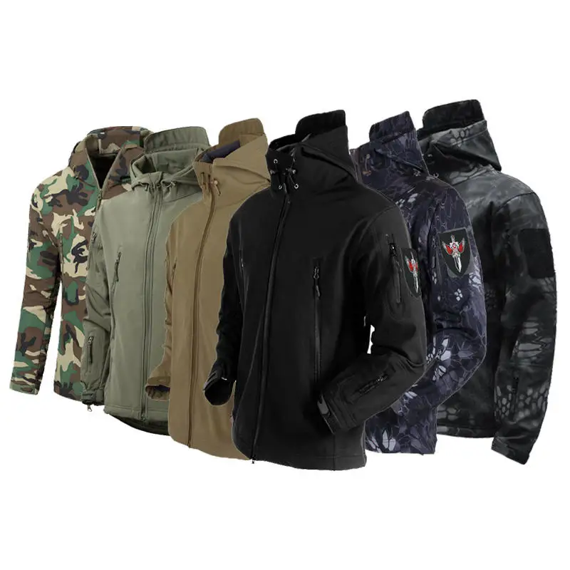 2023 new customize logo tactical Outdoor Jacket waterproof sport zipper for hooded Softshell Men Waterproof jacket