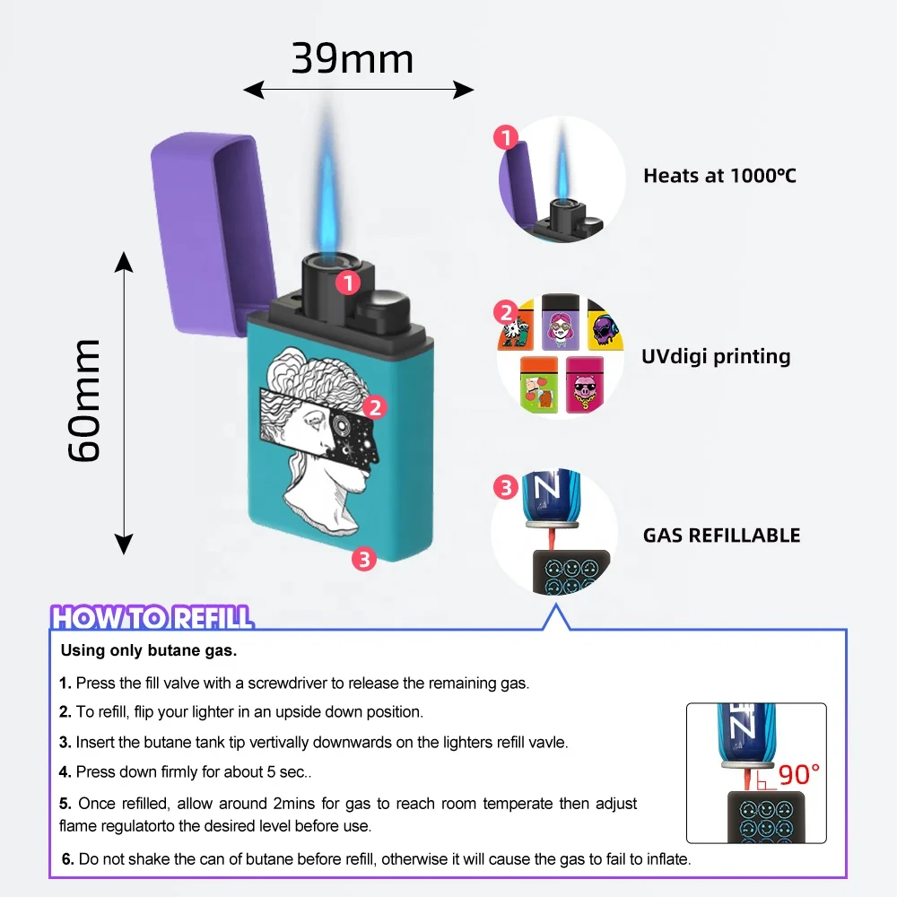 ZENGAZ 48pcs Smoking Gadget Compact Butane Jet Torch Unique Lighter with Display for Smoke Shop
