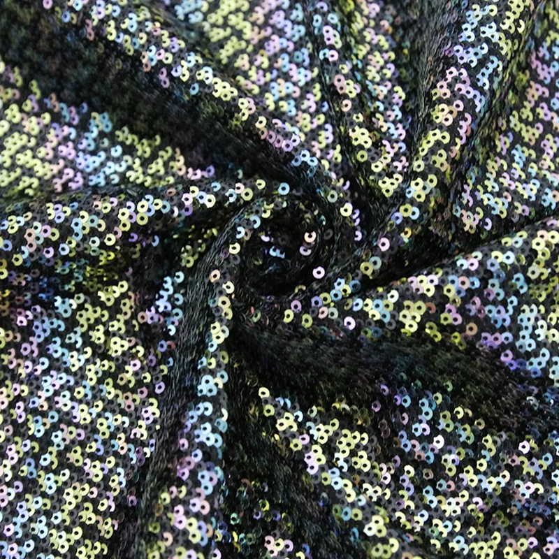 High Quality 3mm Sequin Fabric Multi-Color Wavy Bead Embroidery Cloth Wedding Dresses Skirts Lining Fashionable Knitted Girls