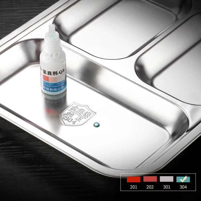 304 Stainless steel rectangle reusable thicken school student company canteen adult food tray 3/4/5/6/7/8 grids dinner plate