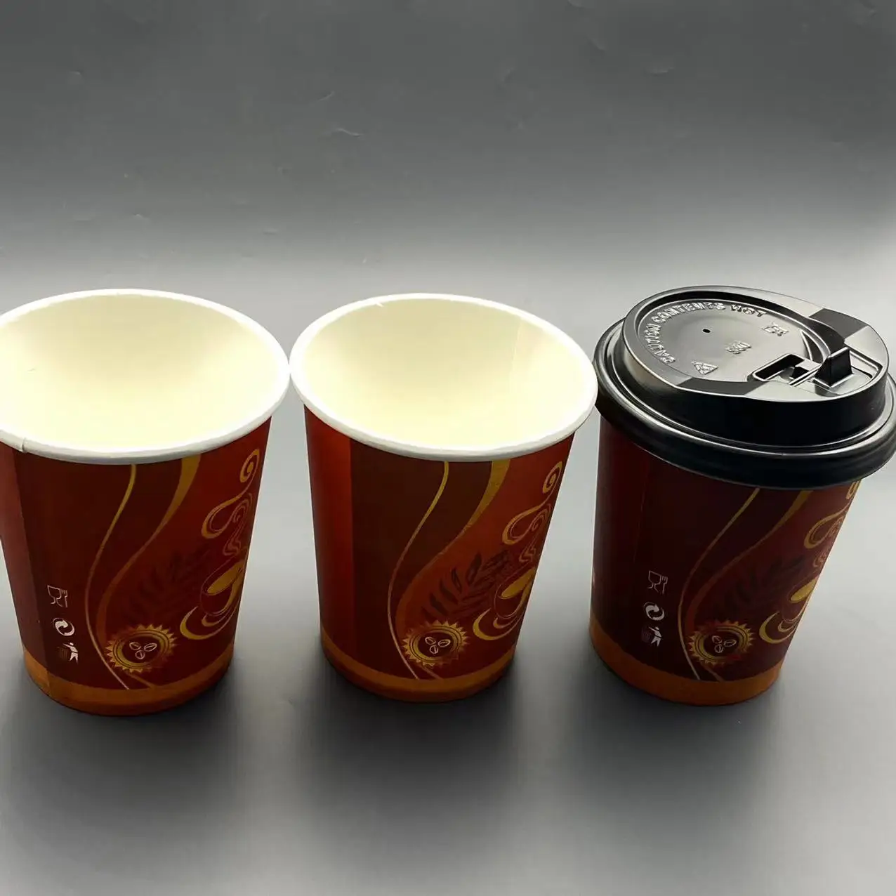 8oz Single Wall Paper Cups Disposable  Cup For Tea & Coffee Custom Printed Paper Cups with Lids