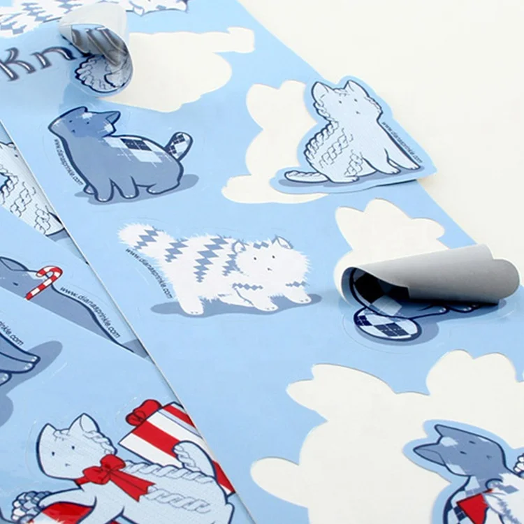 Custom Design Vinyl Paper Decal Sheet Digital Printing Adhesive Label Sheet Kiss Cut Stickers