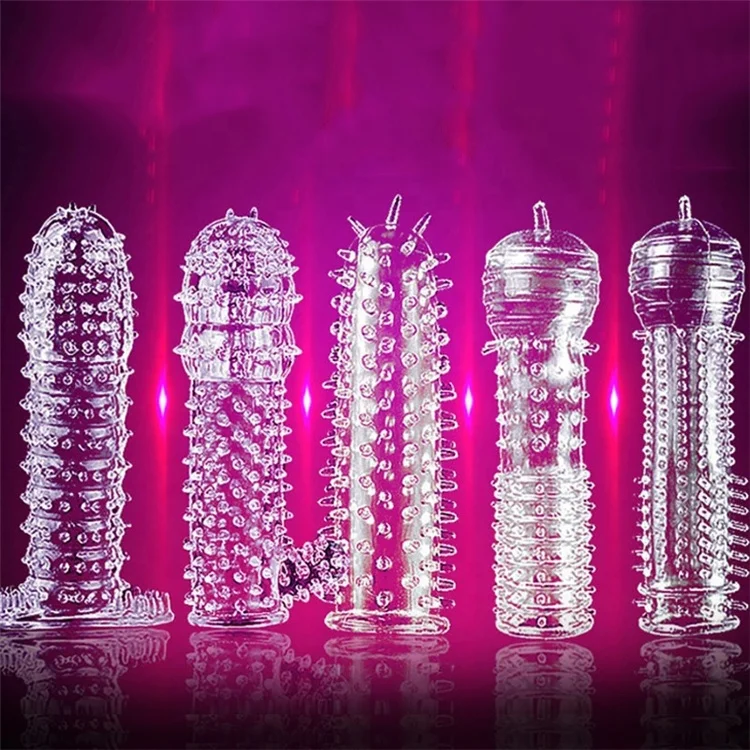 Orgasmic Delay G-point Stimulation Spiked Braces Crystal Condom Sex Toys For Male Cock Ring Condom Penis Sleeve Sex Products