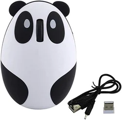 Custom LOGO Cute 2.4Ghz Wireless Mouse Cartoon Animal Panda Shaped Rechargeable Optical Mini Small Mice