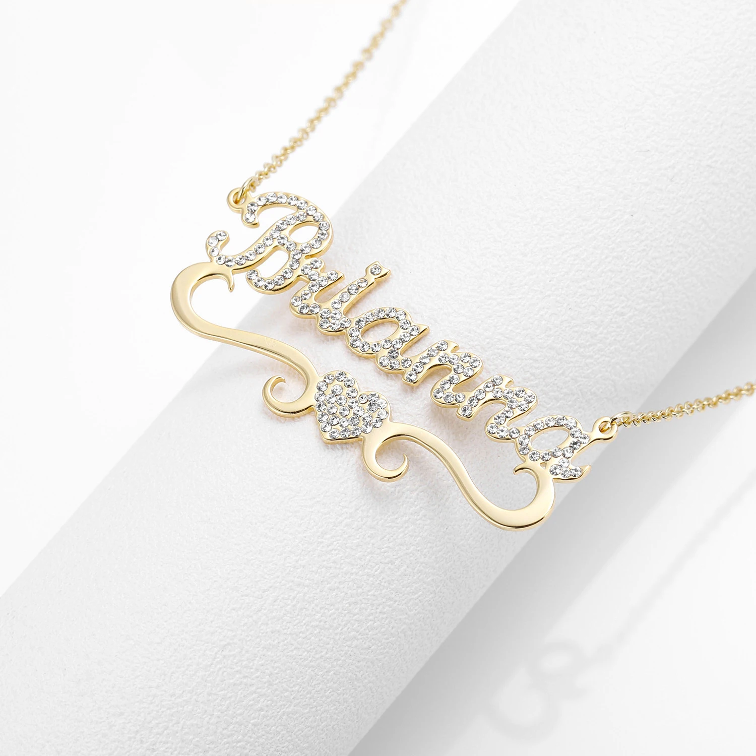 Name Necklace Personalised Full Diamond Stainless Steel Name Plated Necklace Jewelry For Women Men Kids