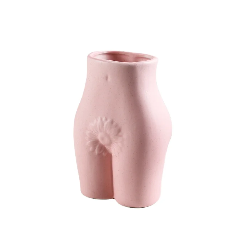 Ceramic Butt Flower Vase for Home Desktop Decoration Europe Style Creative Body Shape Art Vase