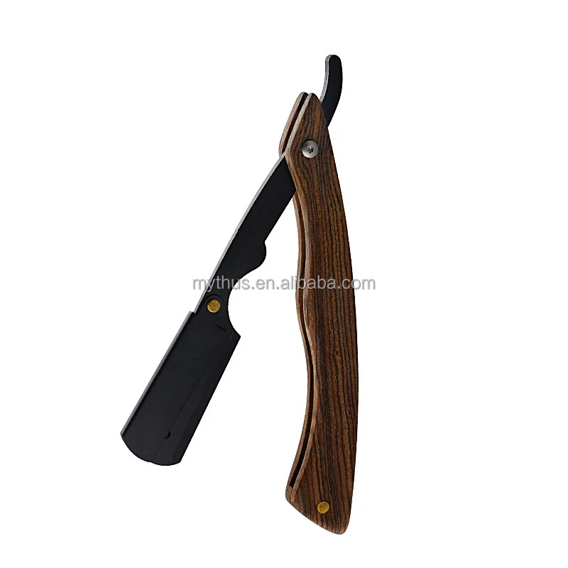 Old Style Beard Shaving Razor Metal Straight Edge Head Wood Handle Manual Barber Shavette Razor Professional Shaving Tools