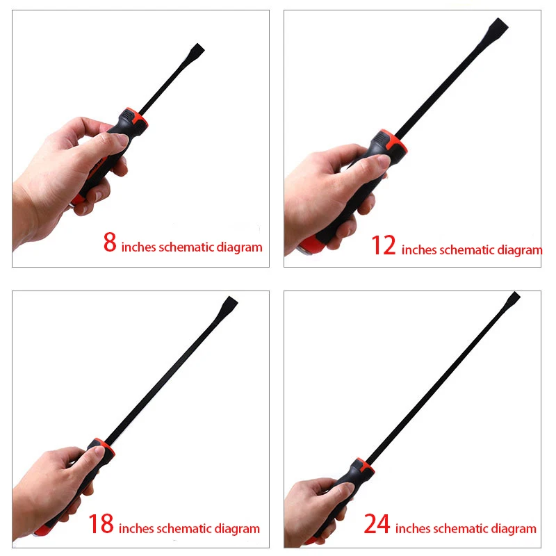 5-piece 8 12 18 24 inches strike handle pulling prying lifting scraping crowbar forged angled tip steel heavy duty pry bar set