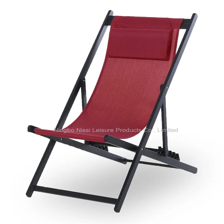 Outdoor Aluminum Sling Reclining Folding Beach Pool Sun Lounger Deck Chair